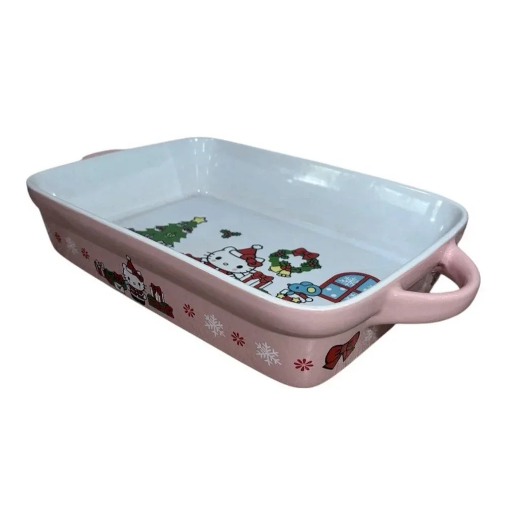 Hello Kitty Christmas Santa Pink/White 13x9 Ceramic Rectangle Baking Dish Sanrio